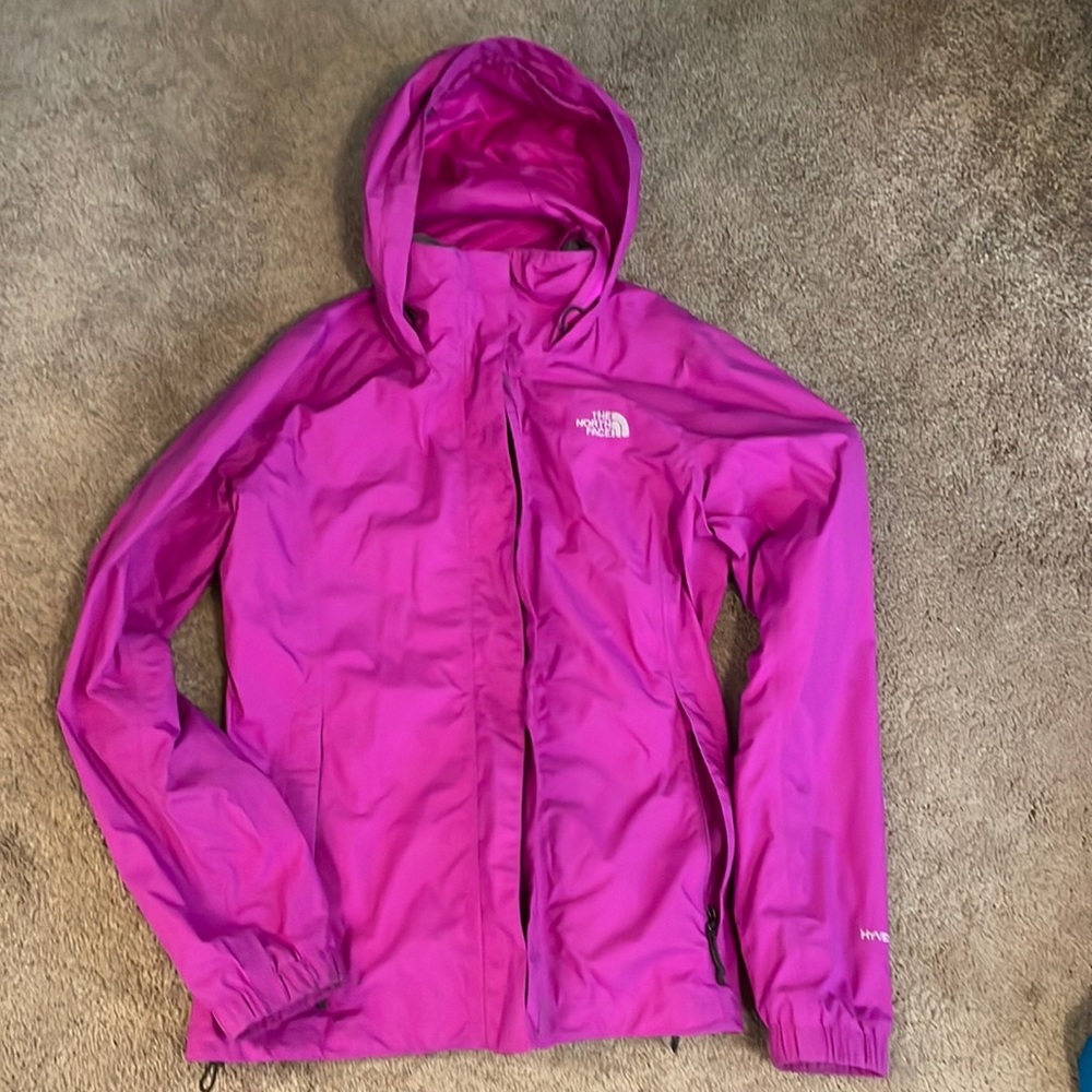 Purple women’s north face rain jacket